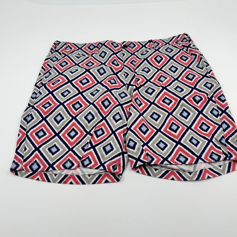 Gap Lived-In Short Mens 40 Red Navy Blue Geometric Diamond Ikat Preppy Coastal